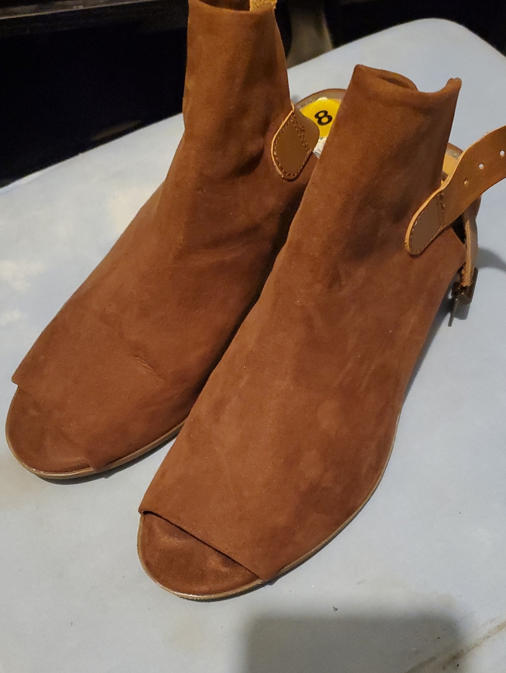 Sugar Chestnut Brown Suede Open-Toe Slingback Mules